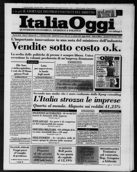 Italia oggi : quotidiano di economia finanza e politica